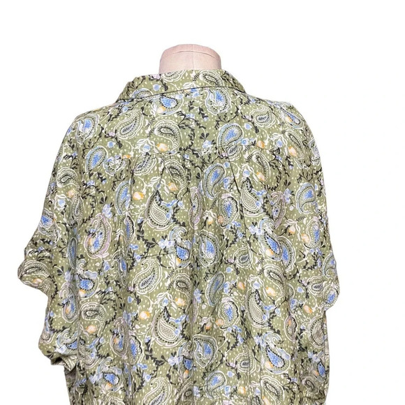 Roller Rabbit Turin Ellyott‎ Dress Olive Green Blue Paisley Size Large - Picture 7 of 12